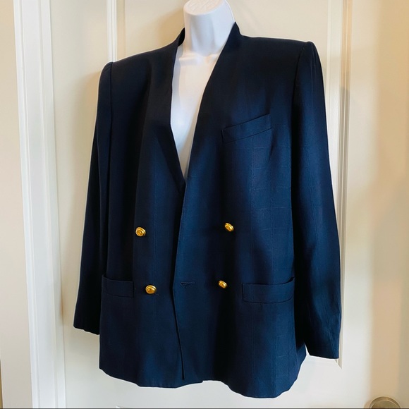 Vintage Navy Gold Button Double Breasted Blazer - Picture 11 of 11